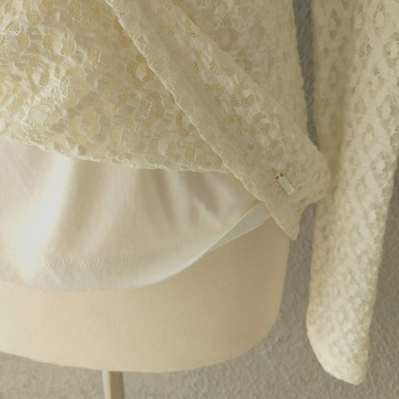 NWOT Calvin Klein Long Sleeve Stretchy Lace Top in Blizzard (Ivory) Size M - Picture 6 of 6
